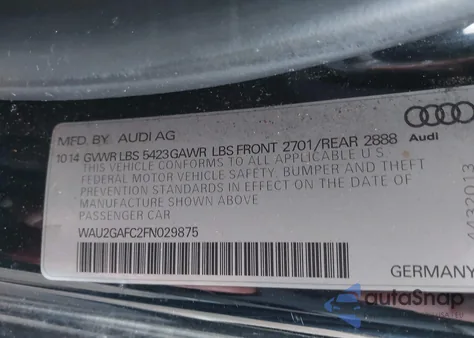 2015 Audi A7 3.0T Premium Plus from USA, damaged, VIN WAU2GAFC2FN029875